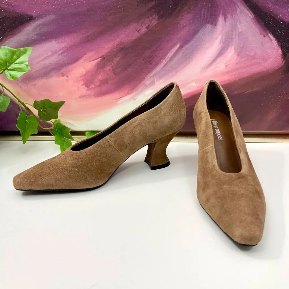 Jeffrey Campbell Hints-2 Suede Square Toe Pumps‎ Size 6.5
